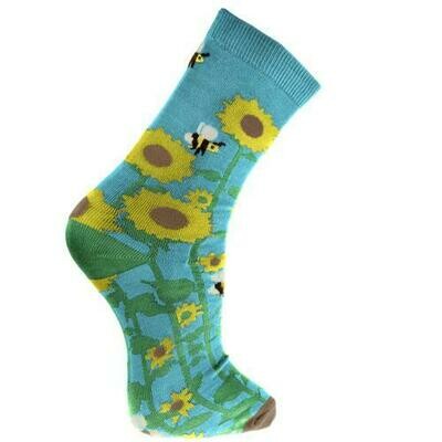 Bamboo socks, sunflowers and bees, large (UK 7 - 11)