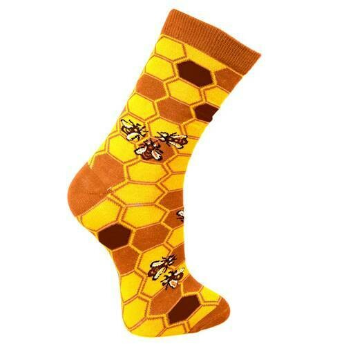 Bamboo socks, bees and honeycomb, medium (UK 3 - 7)