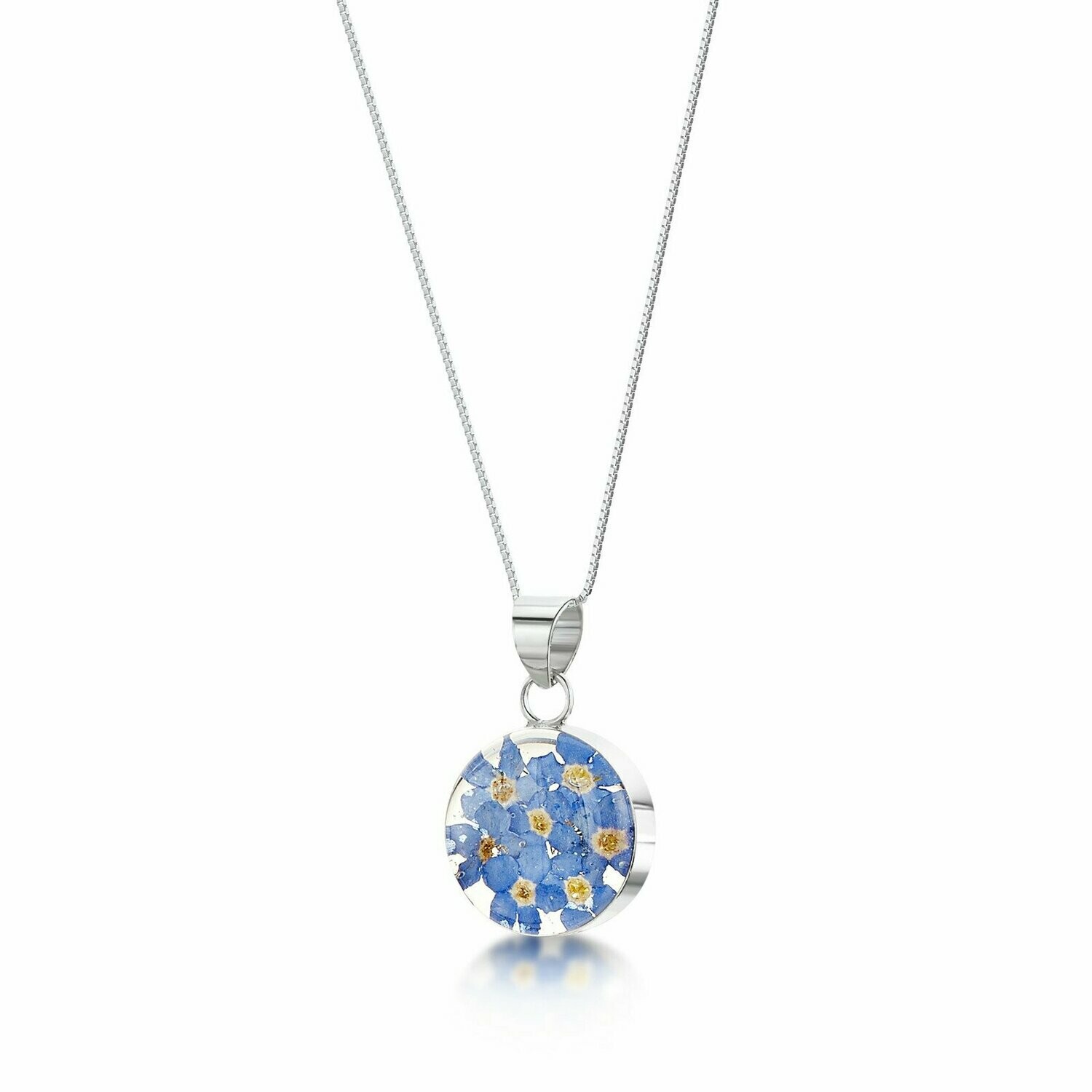 Silver Pendant - Forget-me-not - Round
