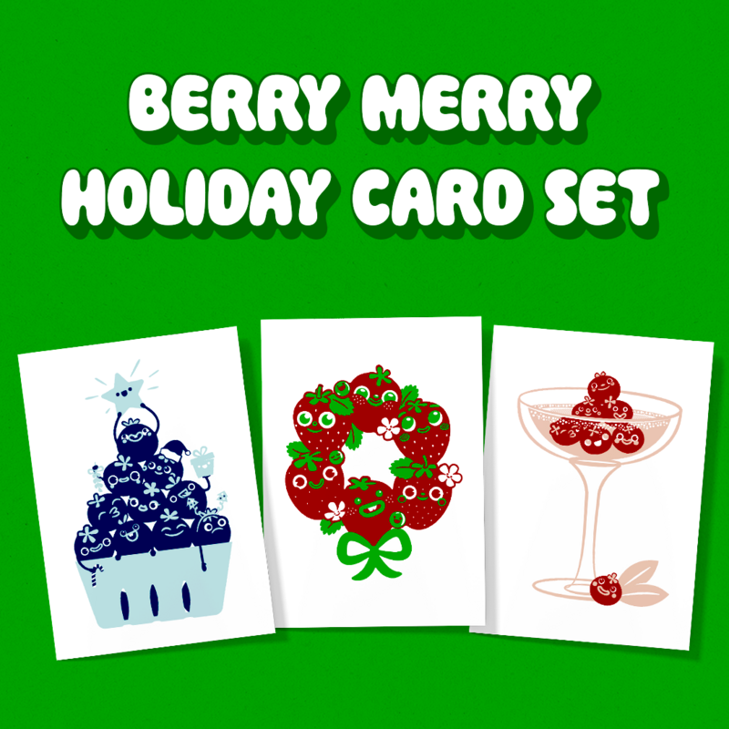 Berry Merry Holiday Card Set of 3