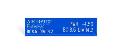 Close-up of AIR OPTIX® plus HydraGlyde® 6-Pack lenses offering clear, crisp vision and moisture technology