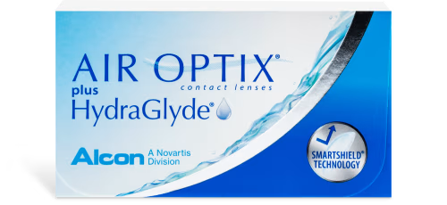 AIR OPTIX® plus HydraGlyde® 6-Pack contact lenses, designed for all-day hydration and comfort