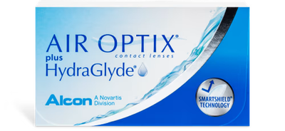 AIR OPTIX® plus HydraGlyde® 6-Pack contact lenses, designed for all-day hydration and comfort