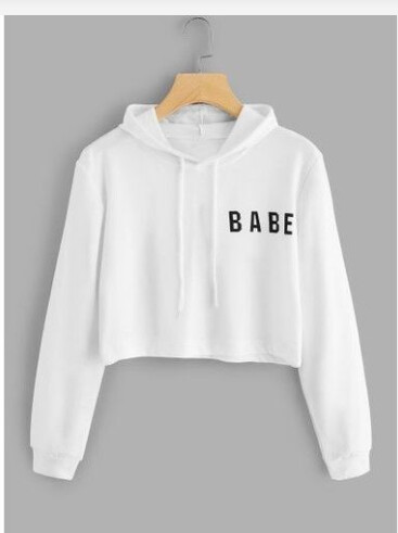White crop hoodie