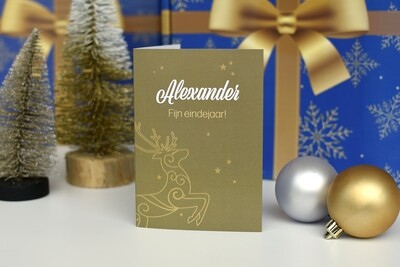 Kerstkaart "Gouden Rendier"