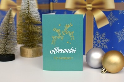 Kerstkaart &quot;Dansende Rendieren&quot;