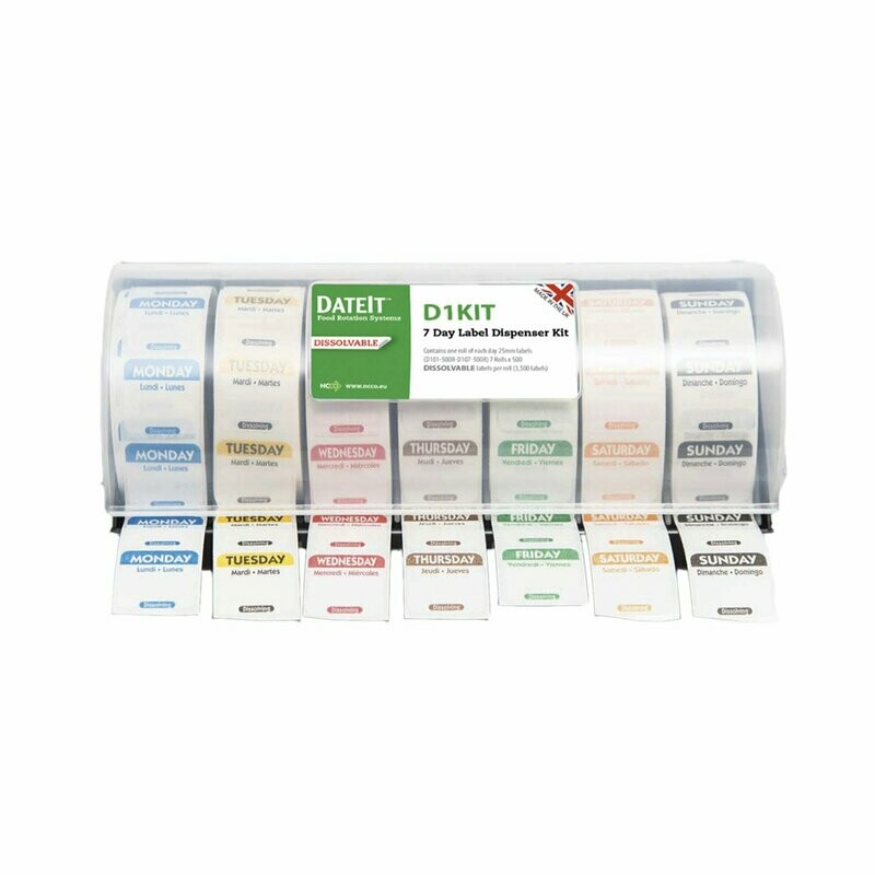 Food safety labels - 25mm (1″) Trilingual Dissolving Label Kit
