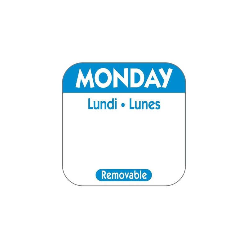 Food safety labels - 25mm Removable Day of the Week Label - Monday