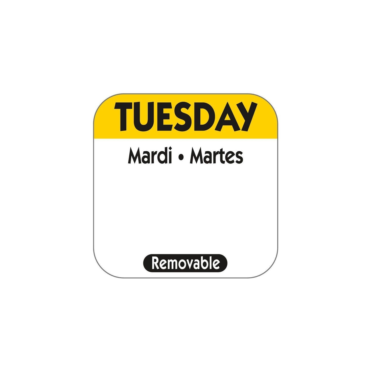 Food safety labels - 25mm Removable Day of the Week Label - Tuesday