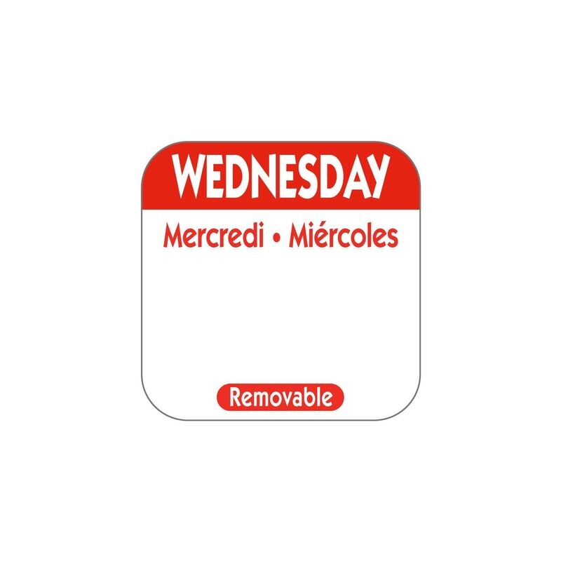 Food safety labels - 25mm Removable Day of the Week Label - Wednesday