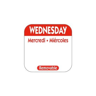 Food safety labels - 25mm Removable Day of the Week Label - Wednesday