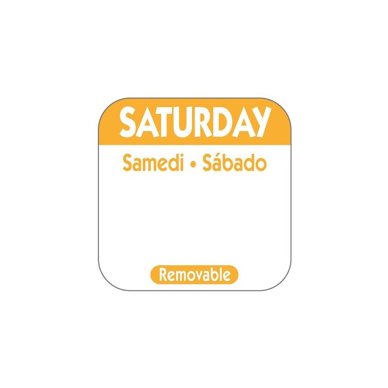 Food safety labels - 25mm Removable Day of the Week Label - Saturday