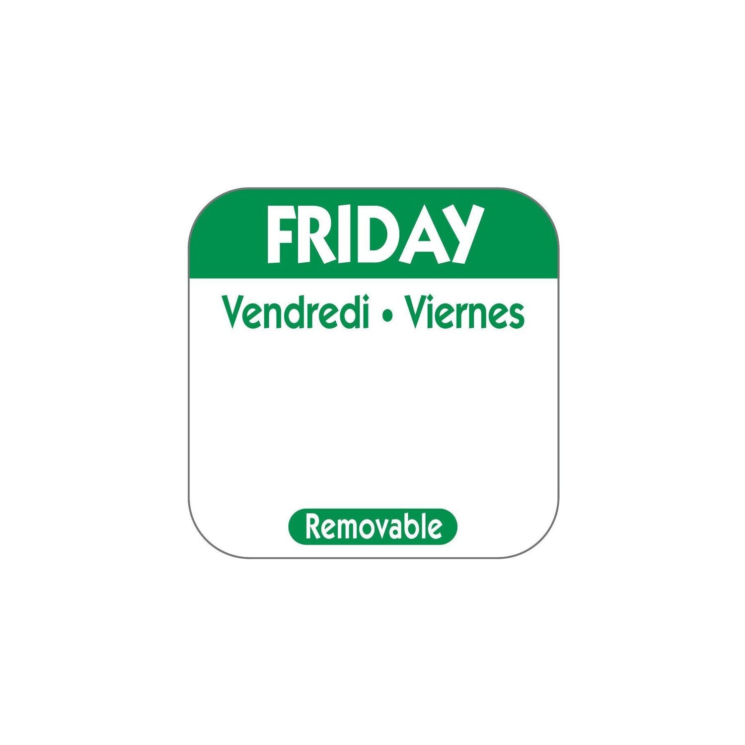 Food safety labels - 25mm Removable Day of the Week Label - Friday