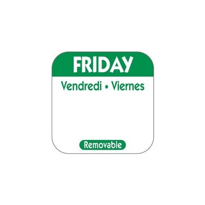 Food safety labels - 25mm Removable Day of the Week Label - Friday