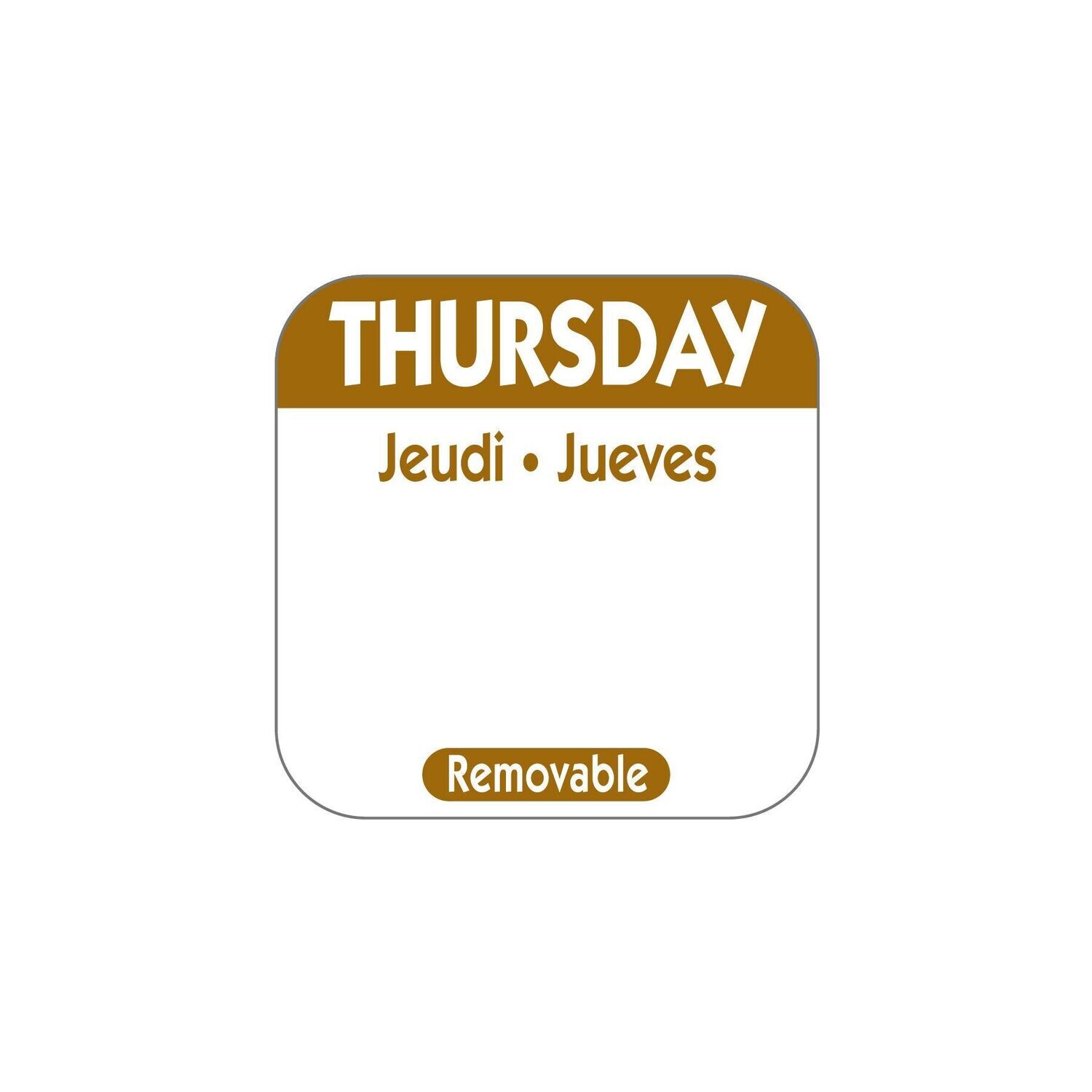 Food safety labels - 25mm Removable Day of the Week Label - Thursday