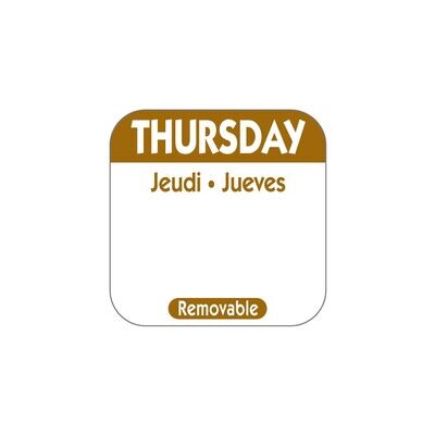 Food safety labels - 25mm Removable Day of the Week Label - Thursday