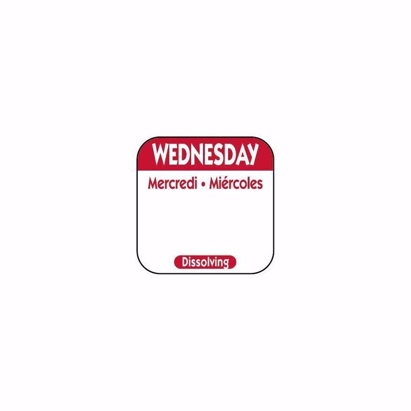 Wednesday Dissolvable labels 25mm tri-lingual