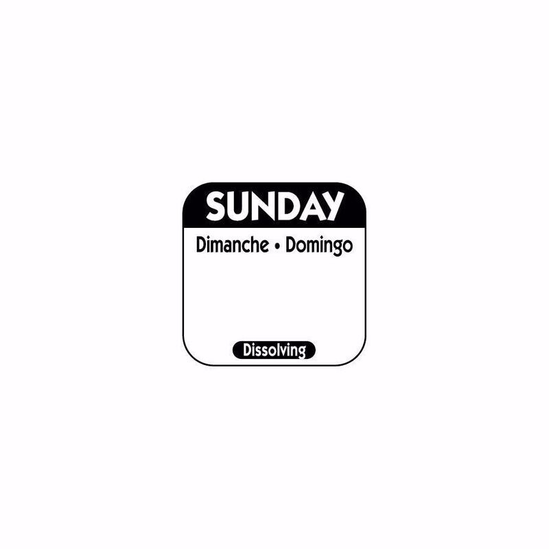 Sunday Dissolvable labels 25mm tri-lingual