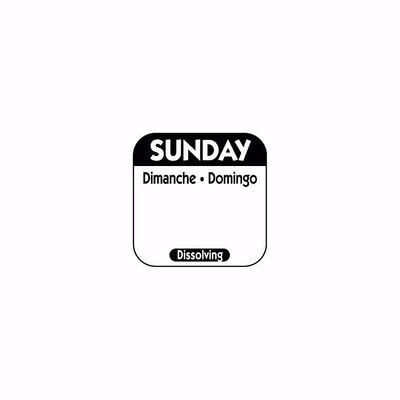 Sunday Dissolvable labels 25mm tri-lingual