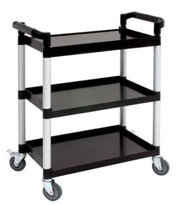 Genware Small 3 Tier PP Trolley Black Shelves
