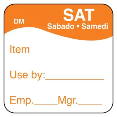 Saturday - Use By, 25mm x 25mm, Dissolvable