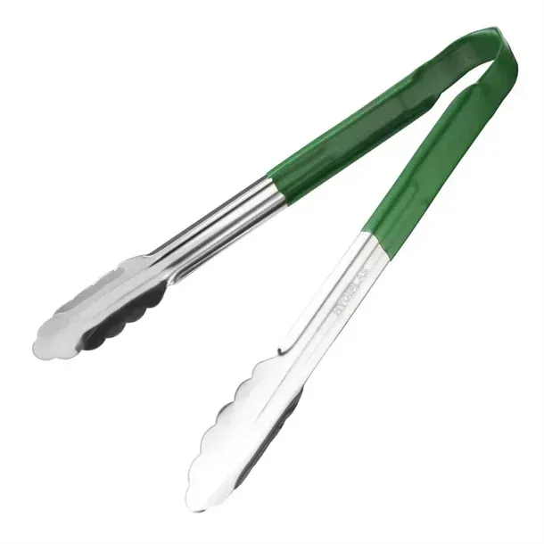 Hygiplas Colour Coded Green Serving Tongs 300mm Hygiplas Colour Coded Green Serving Tongs 300mm
