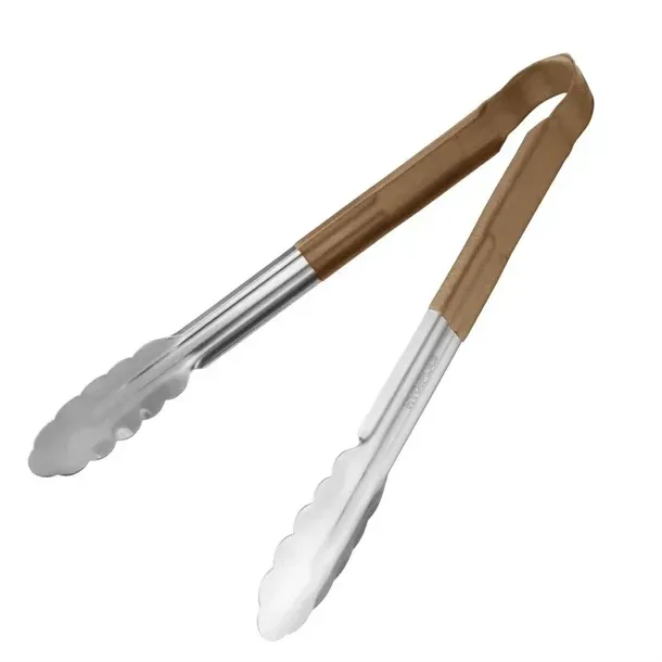 Hygiplas Colour Coded Brown Serving Tongs 300mm Hygiplas Colour Coded Brown Serving Tongs 300mm