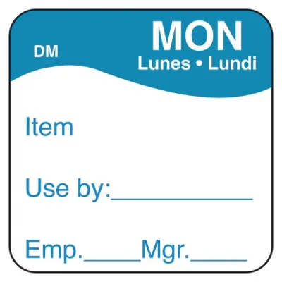 Monday - Use By, 25mm x 25mm Dissolvable