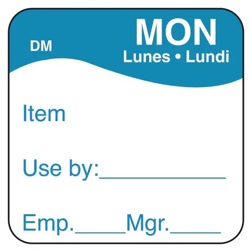 Monday - Use By, 25mm x 25mm Dissolvable