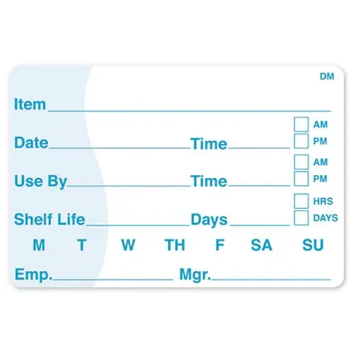 Item Date, Use By, Shelf Life 51mm x 76mm dissolvable labels