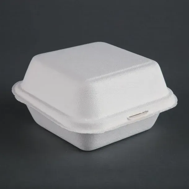 Fiesta Compostable Bagasse Burger Boxes with Bottom Ridges 157mm (500 Pack)