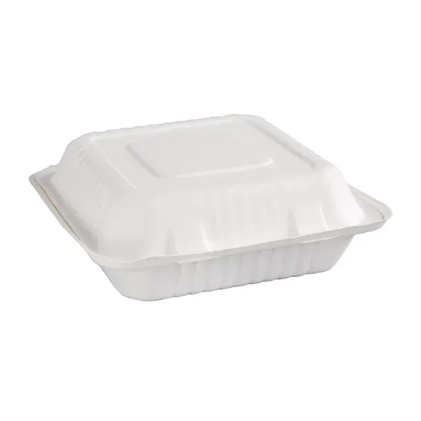 Fiesta Compostable Bagasse Hinged Food Containers 223mm (200 Pack)