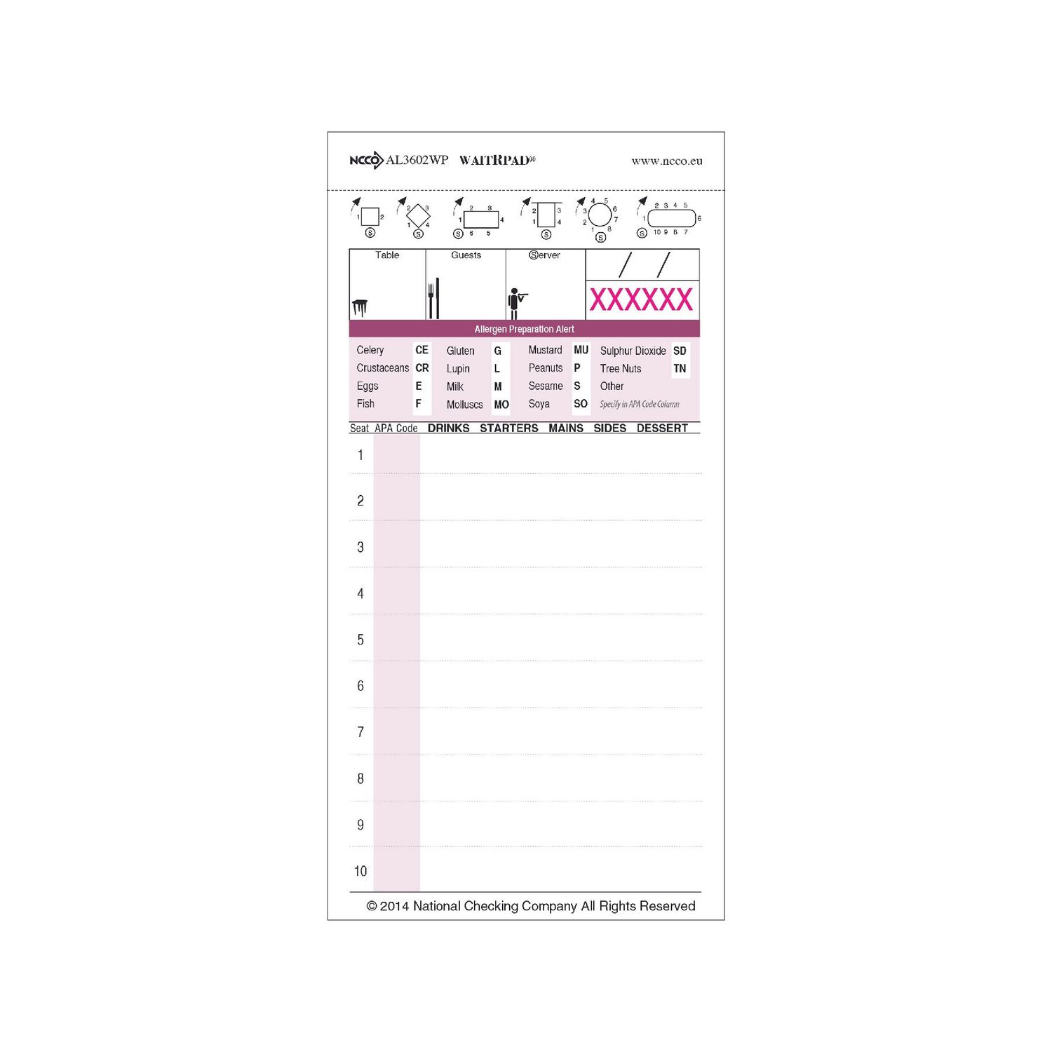 Medium Two-Part Carbonless Allergen WaitRpad® Pack of 10 Pads
