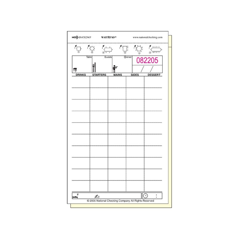 ​Large Two-Part Carbonless WaitRpads® Pack of 10 Pads