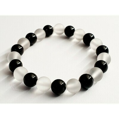 Bracelet tourmaline noire &amp; cristal de roche 8mm
