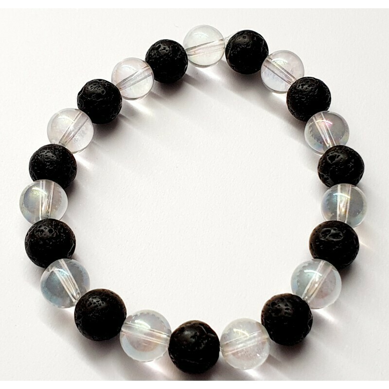 Bracelet Angel Aura &amp; pierre de lave 8mm