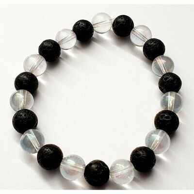 Bracelet Angel Aura &amp; pierre de lave 8mm