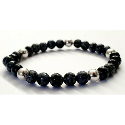 Bracelet obsidienne flocon de neige 6mm