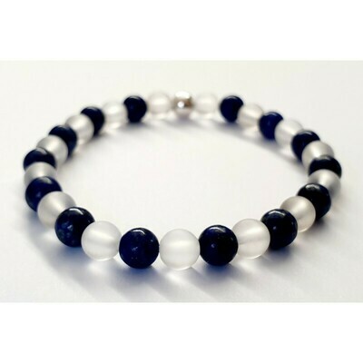 Bracelet cristal de roche et lapis lazuli 6mm