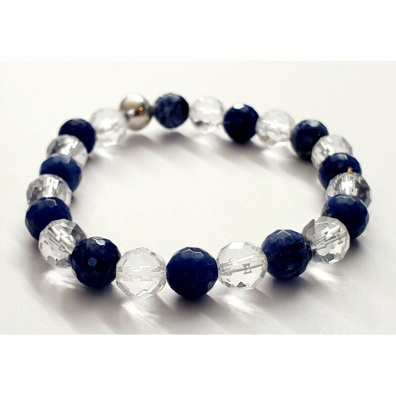 Bracelet cristal de roche et sodalite 8mm