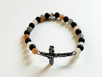 Bracelet pierre de Lune et pierre de lave 6 mm