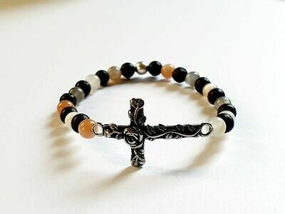 Bracelet pierre de Lune et pierre de lave 6 mm
