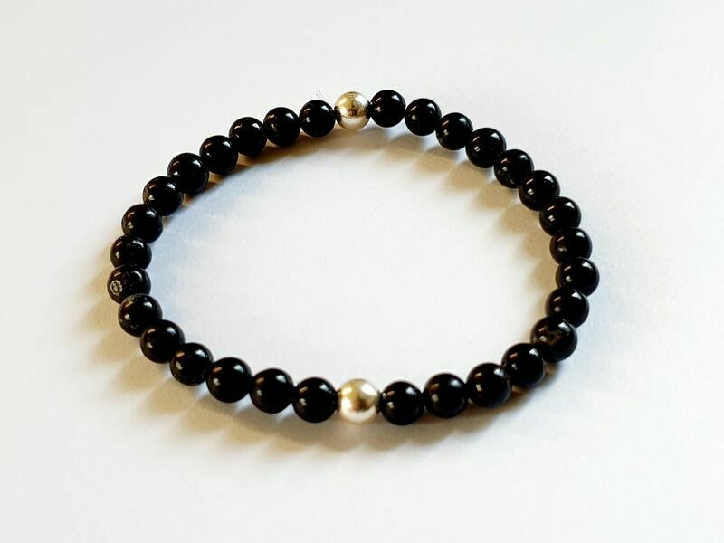 Bracelet  tourmaline noire 6 mm