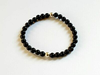 Bracelet  tourmaline noire 6 mm