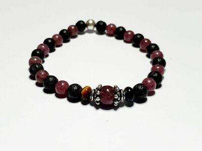 Bracelet Lépidolite et œil de tigre 6 mm