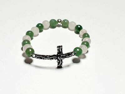Bracelet quartz rose facetté et aventurine facettée 8 mm