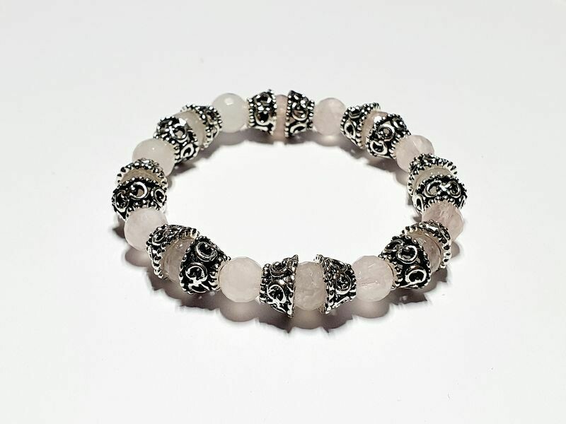 Bracelet Quartz rose Facetté 8 mm