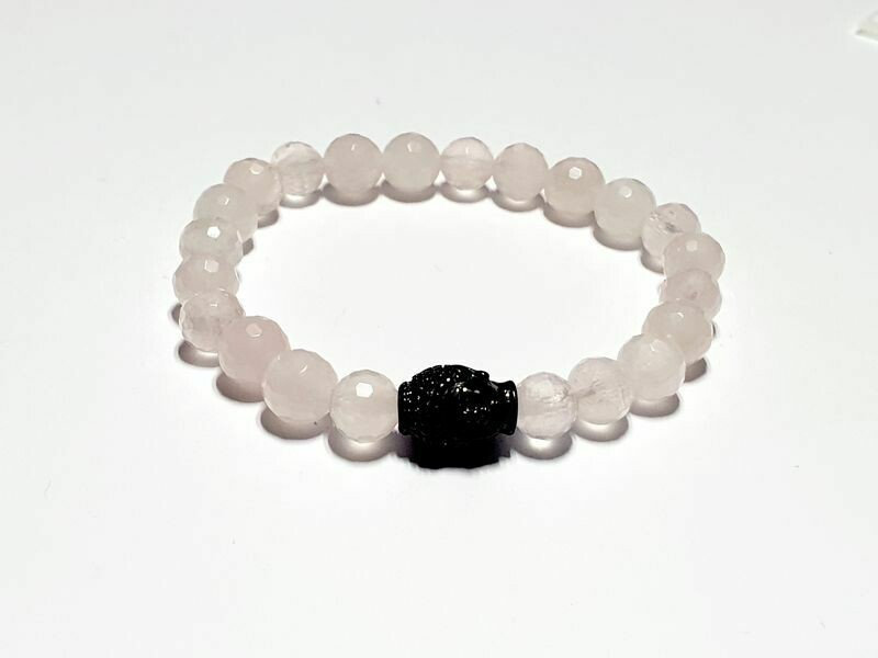 Bracelet Quartz Rose Facetté 8 mm