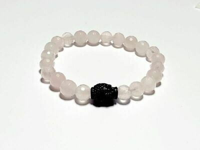 Bracelet Quartz Rose Facetté 8 mm