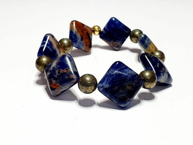 Bracelet Sodalite losange et Pyrite